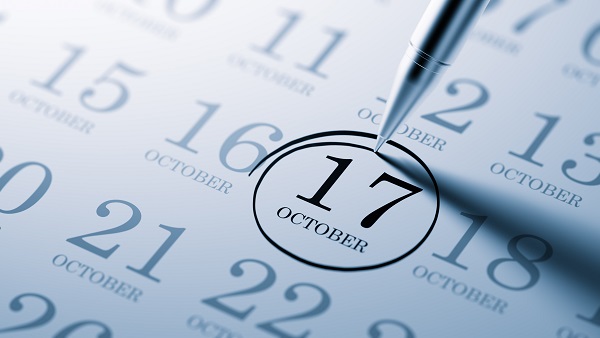 calendar with October 17th circled